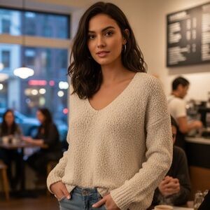 Lulu's Women's Cream Cropped Cross Back Sweater Top Size XL